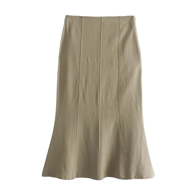 Conjunto Feminino 2 Peças Cintura Alta Cáqui Lury