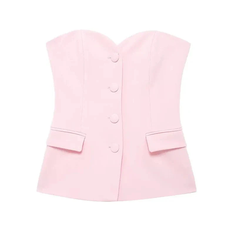 Conjunto Feminino Rute – Blusa Decote V & Saia Cintura Alta