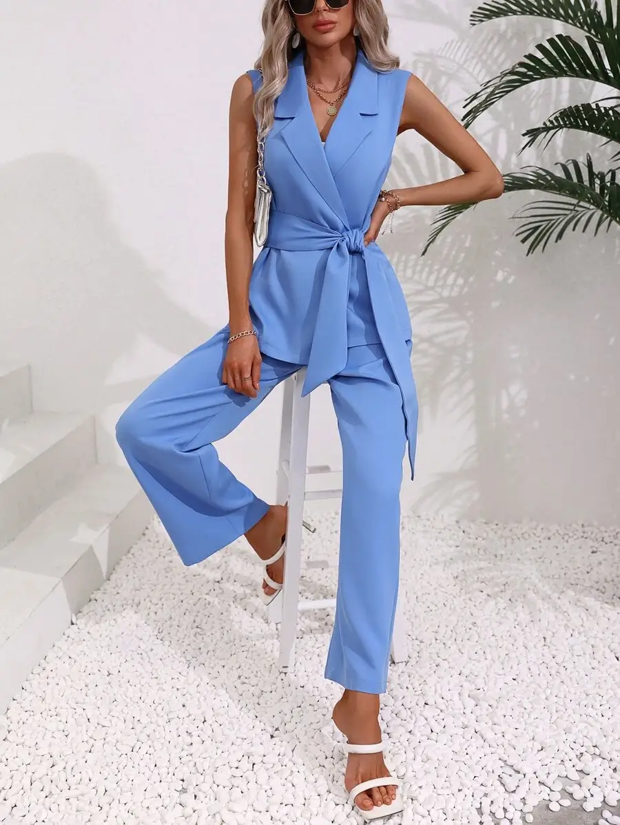 Conjunto Feminino Alfaiataria Azul – Sofisticação com Versatilidade