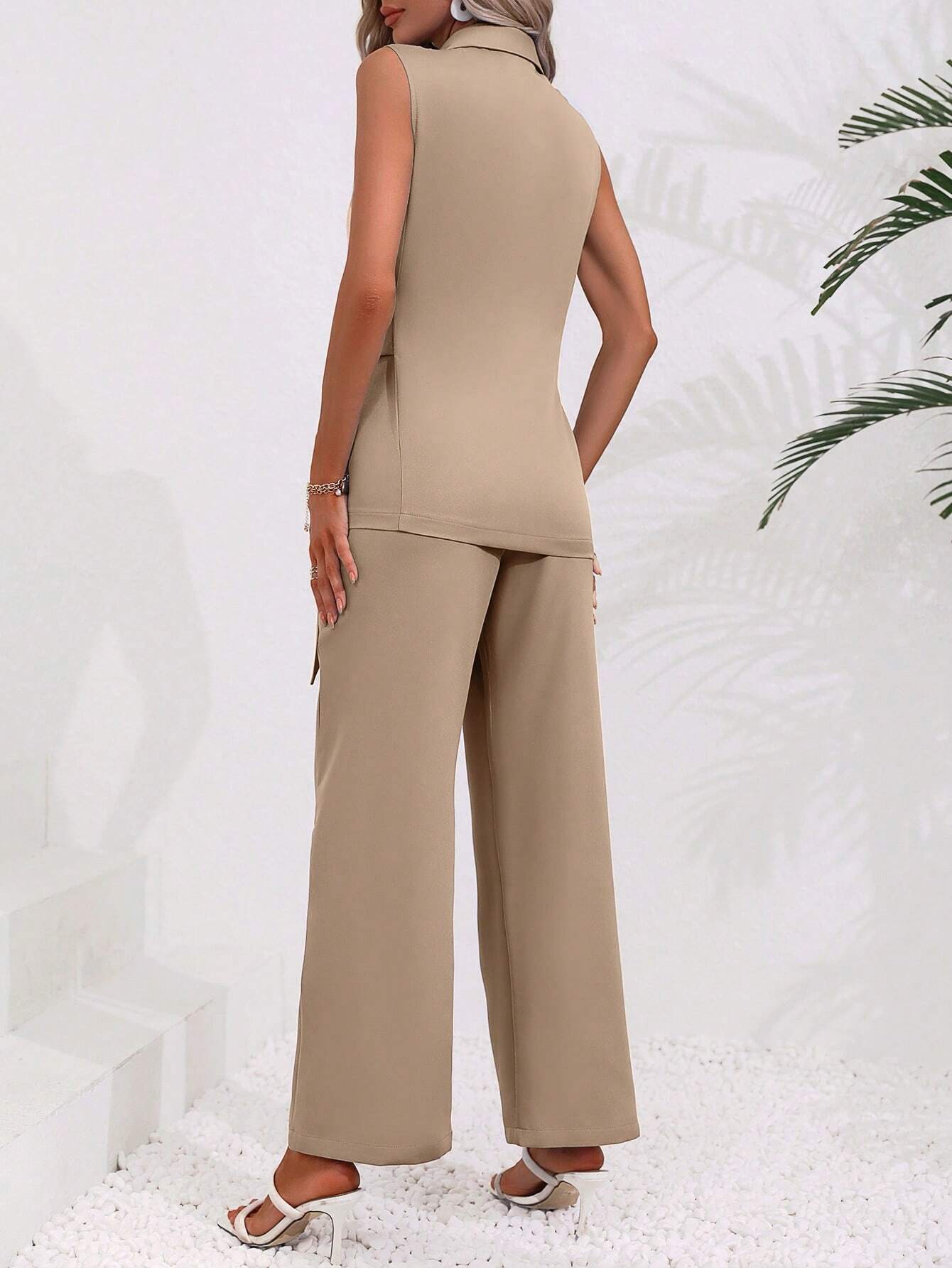 Conjunto Feminino Alfaiataria Bege – Elegância Atemporal