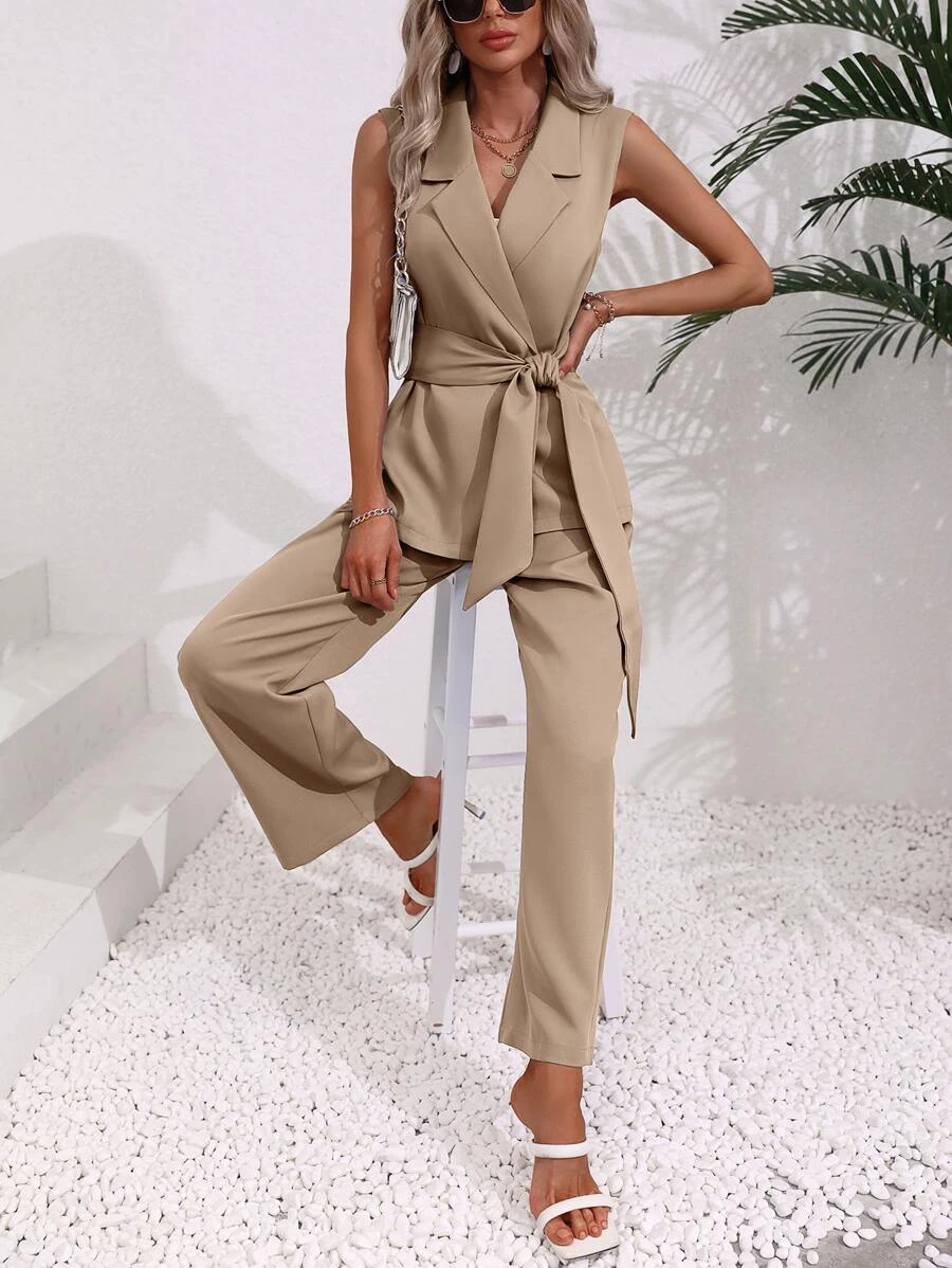 Conjunto Feminino Alfaiataria Bege – Elegância Atemporal