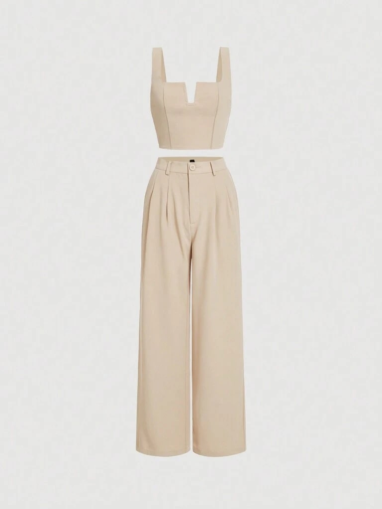 Conjunto Feminino Bege Sintra – Elegância Atemporal