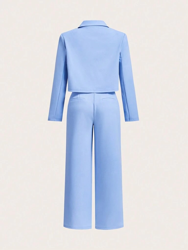 Conjunto Feminino Azul Malvinas – Calça & Jaqueta Curta