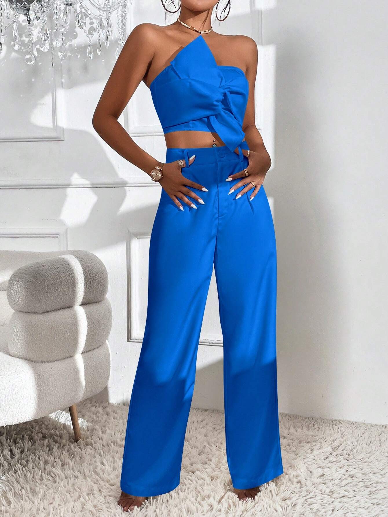 Conjunto Feminino Elegância Privé Azul – Sofisticação Atemporal