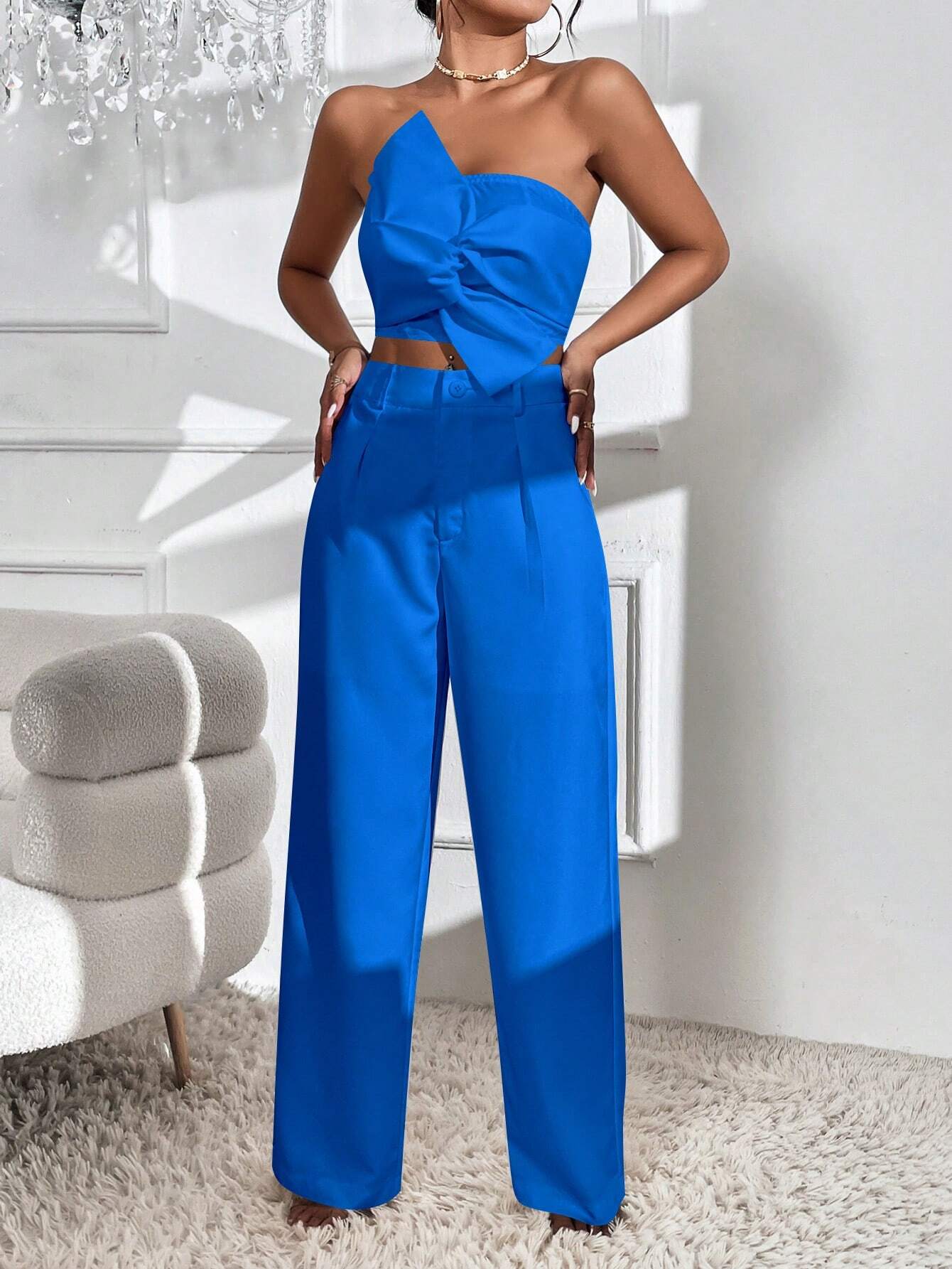 Conjunto Feminino Elegância Privé Azul – Sofisticação Atemporal