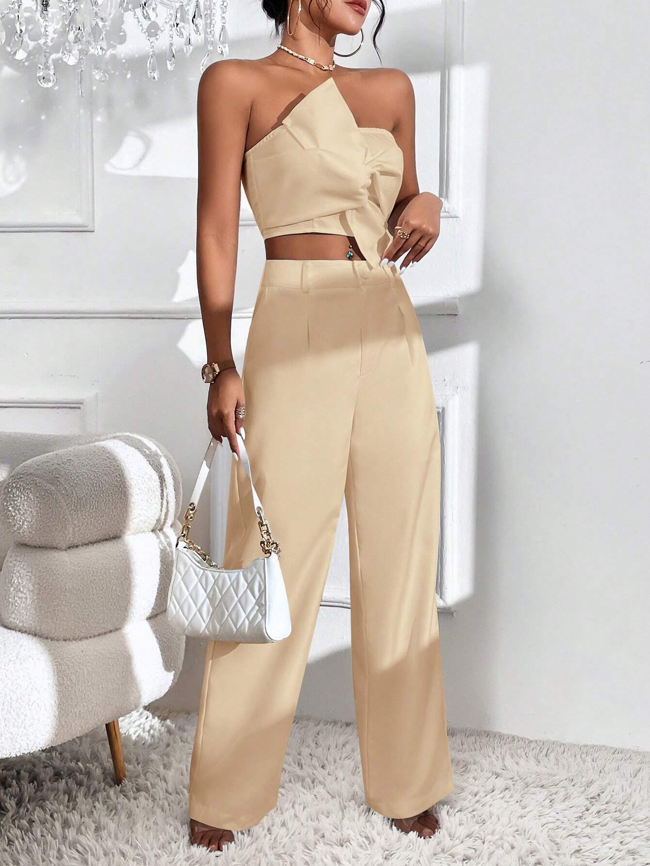 Conjunto Feminino Elegância Privé – Bege Atemporal