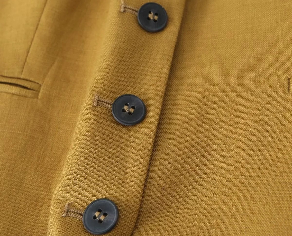 Conjunto Feminino Linho Bege – Calça & Blusa