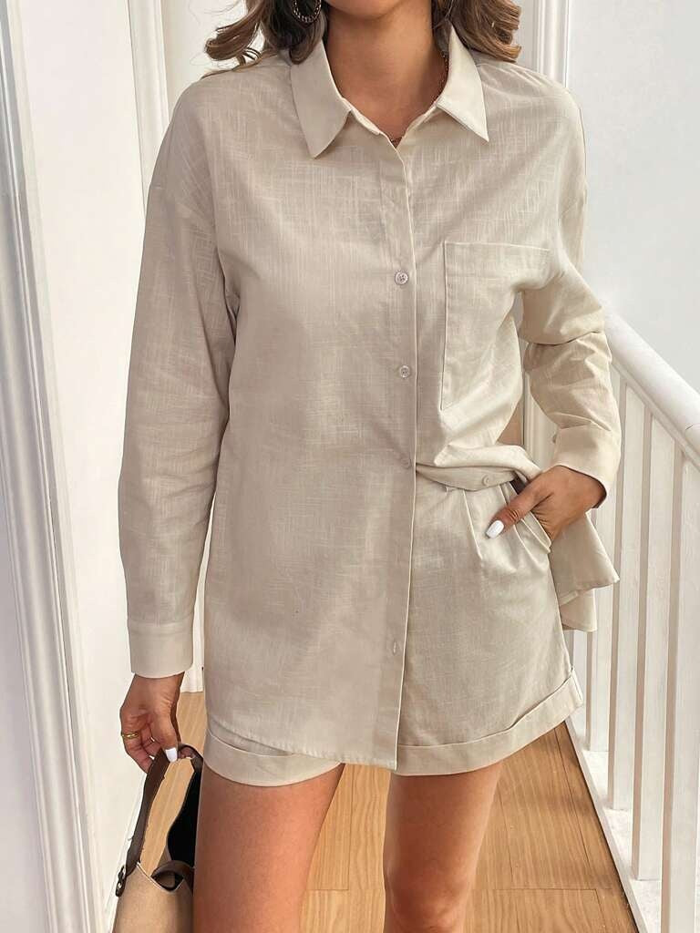 Conjunto Feminino Jasmine Damasco – Short & Blusa 100% Algodão