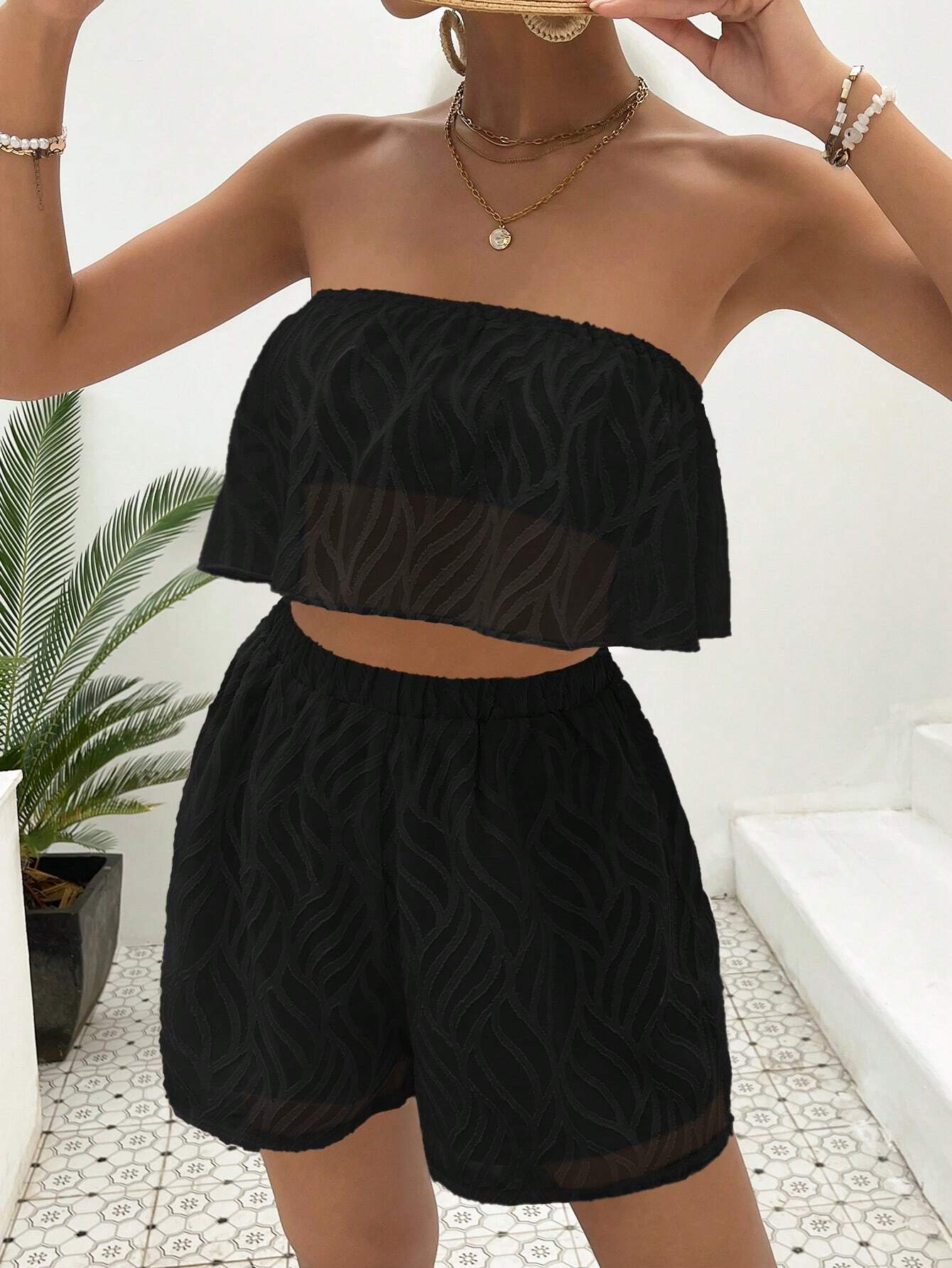 Conjunto Feminino Short e Blusa Azul – Estilo Boho com Elegância