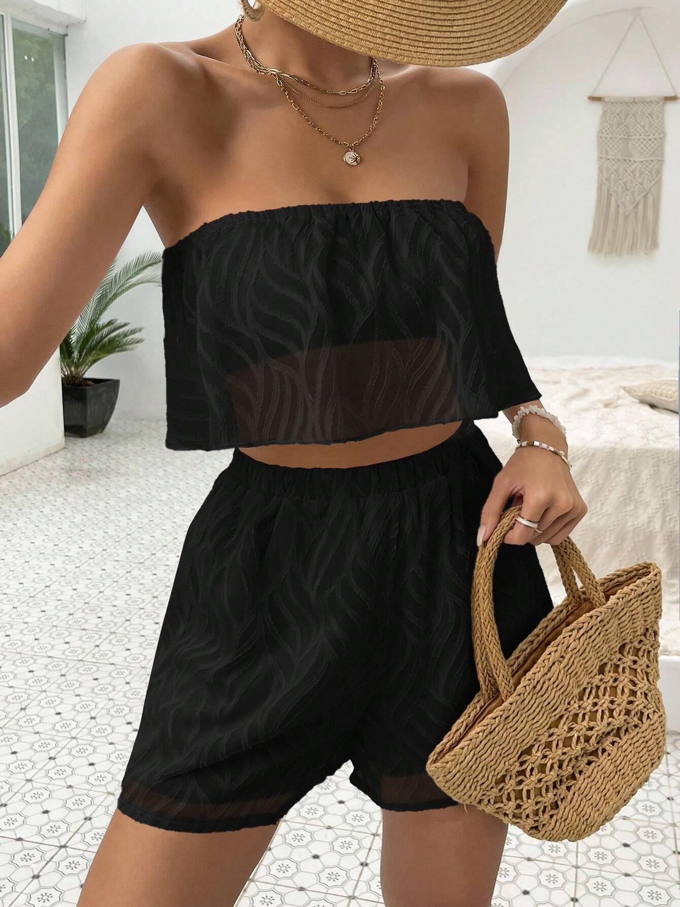 Conjunto Feminino Short e Blusa Azul – Estilo Boho com Elegância