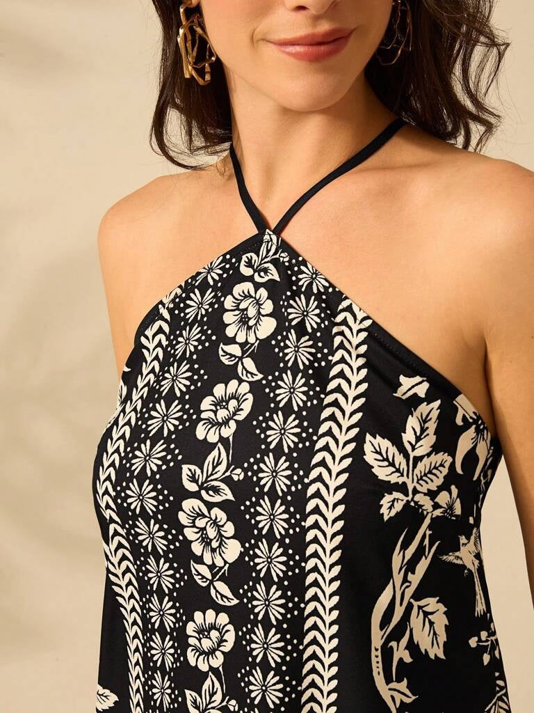 Vestido Curto Boho Bellagio – Estampa Floral & Tribal