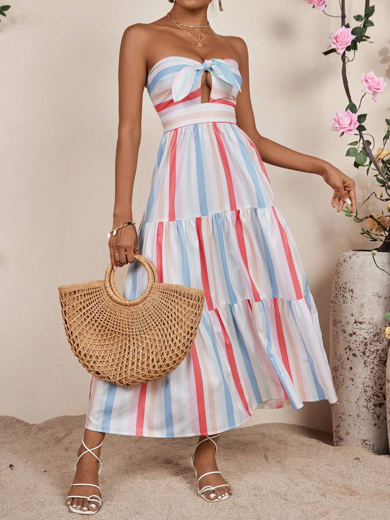 Vestido Longo Listrado Amélia