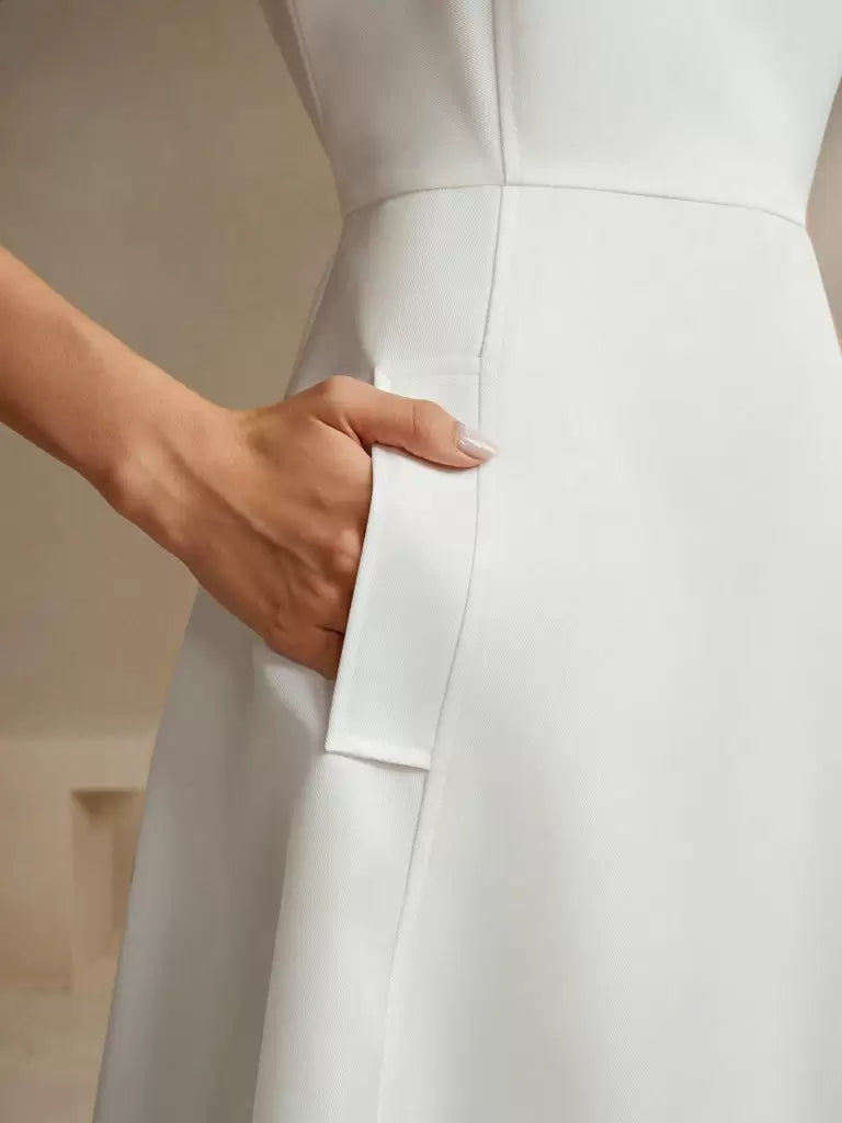 Vestido Midi Francês Decote Quadrado Bianca – Sofisticação Atemporal