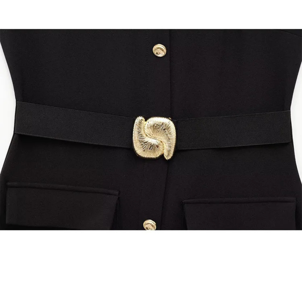 Vestido Midi com Cinto e Fenda Clara – Elegância Prática para o Dia a Dia