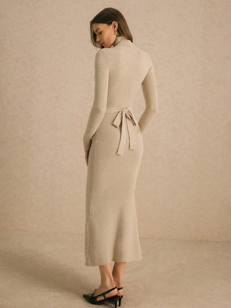 Vestido Midi de Tricô Gola Alta Siena