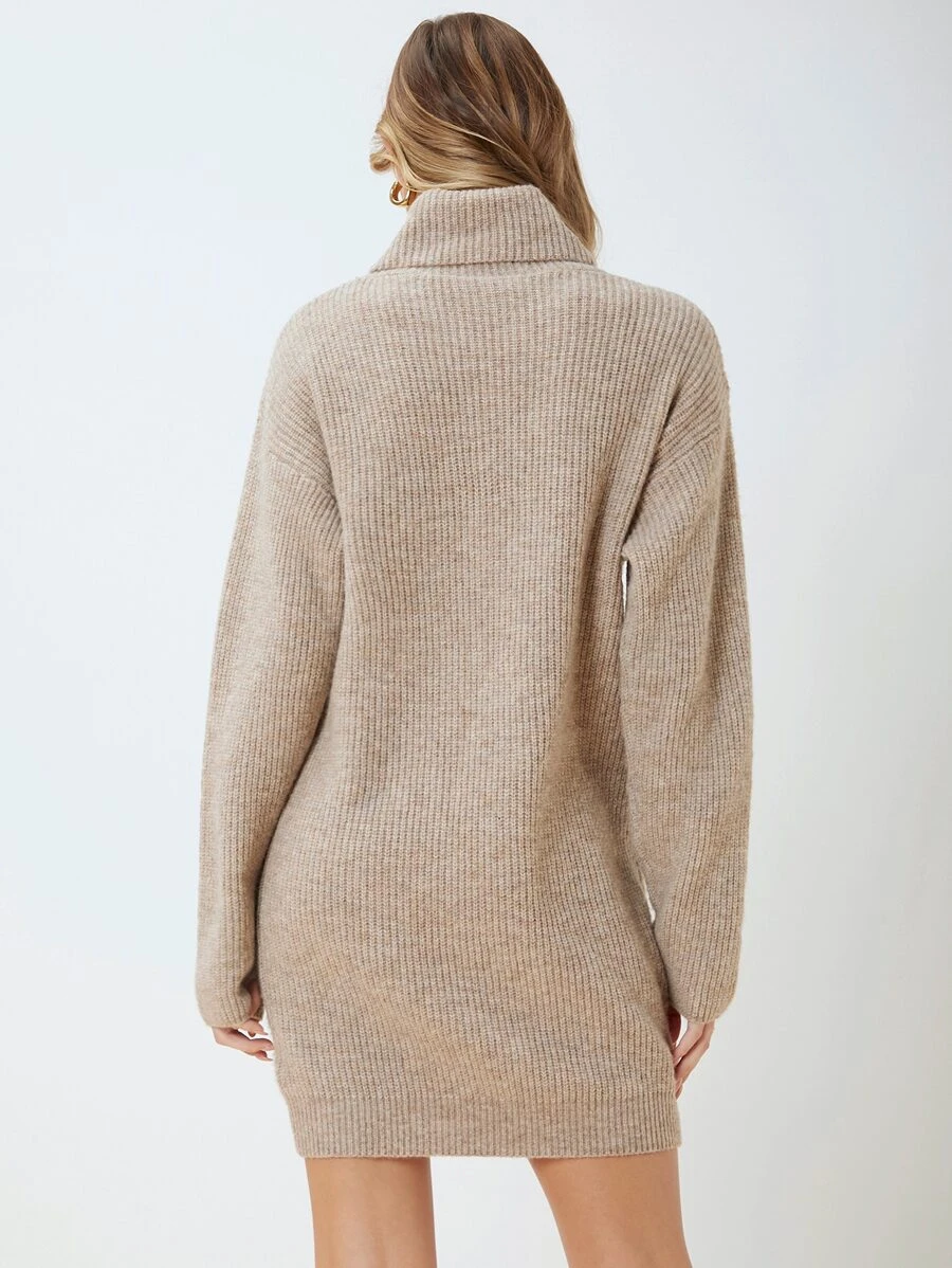 Vestido Feminino Sofia – Tricot Marrom de Manga Longa