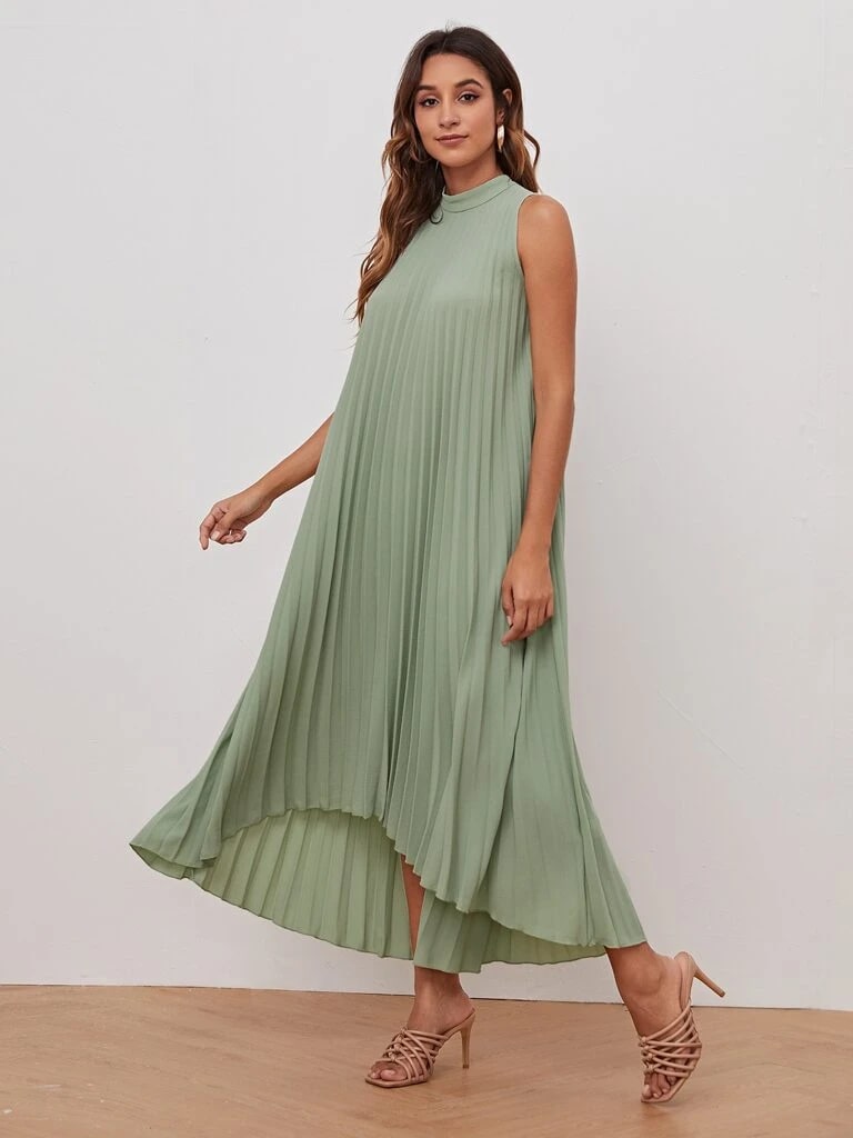 Vestido Verde Plissado Positano – Elegância em Todas as Estações