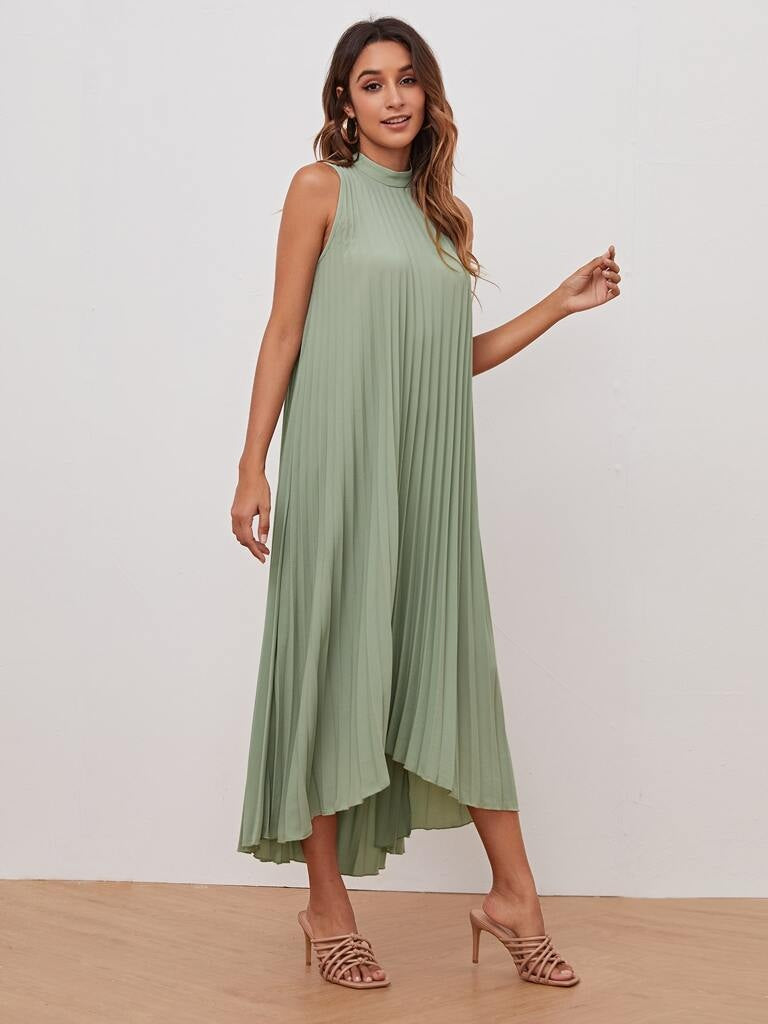 Vestido Verde Plissado Positano – Elegância em Todas as Estações