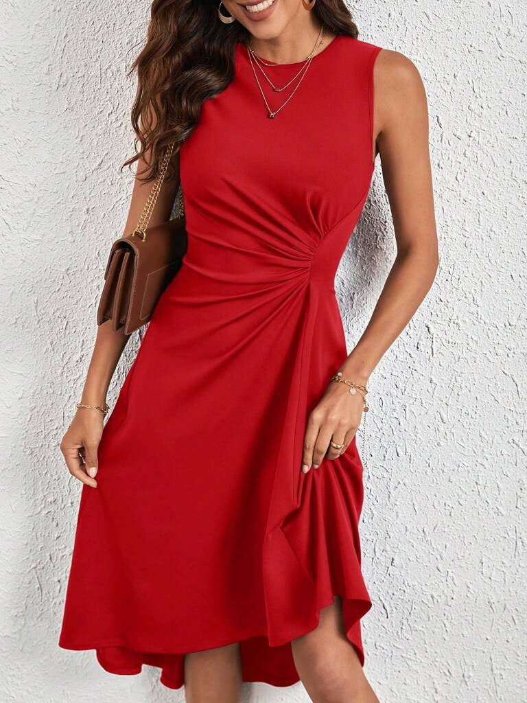 Vestido Vermelho Midi Eduarda – Elegância Atemporal e Versatilidade