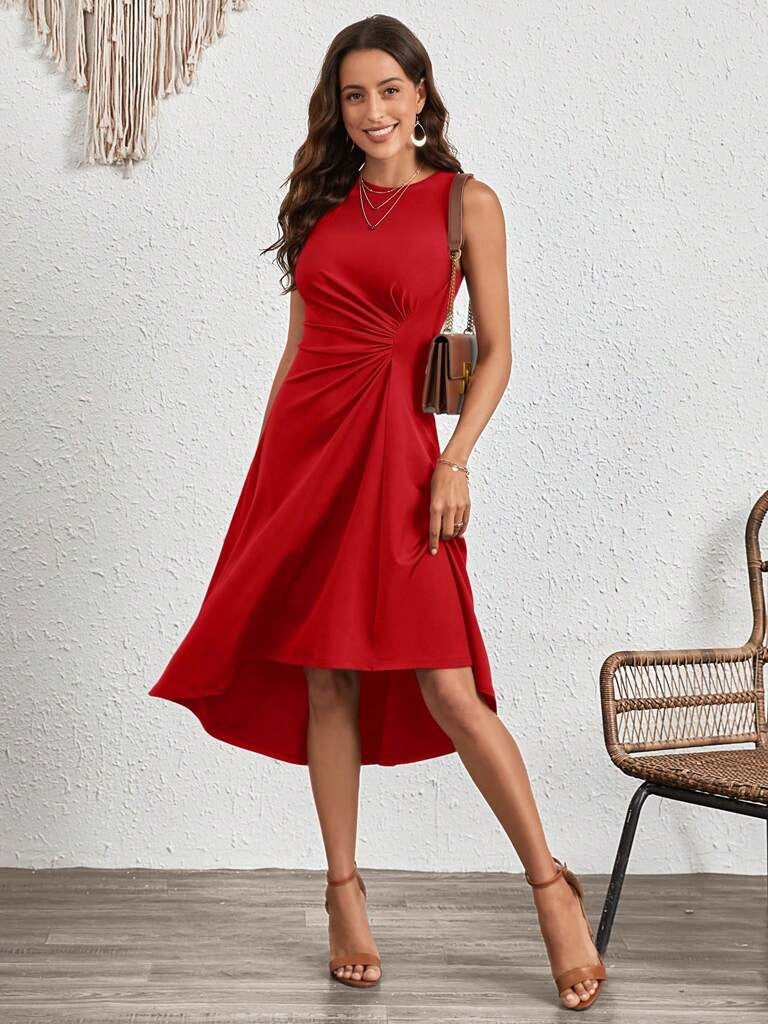 Vestido Vermelho Midi Eduarda – Elegância Atemporal e Versatilidade