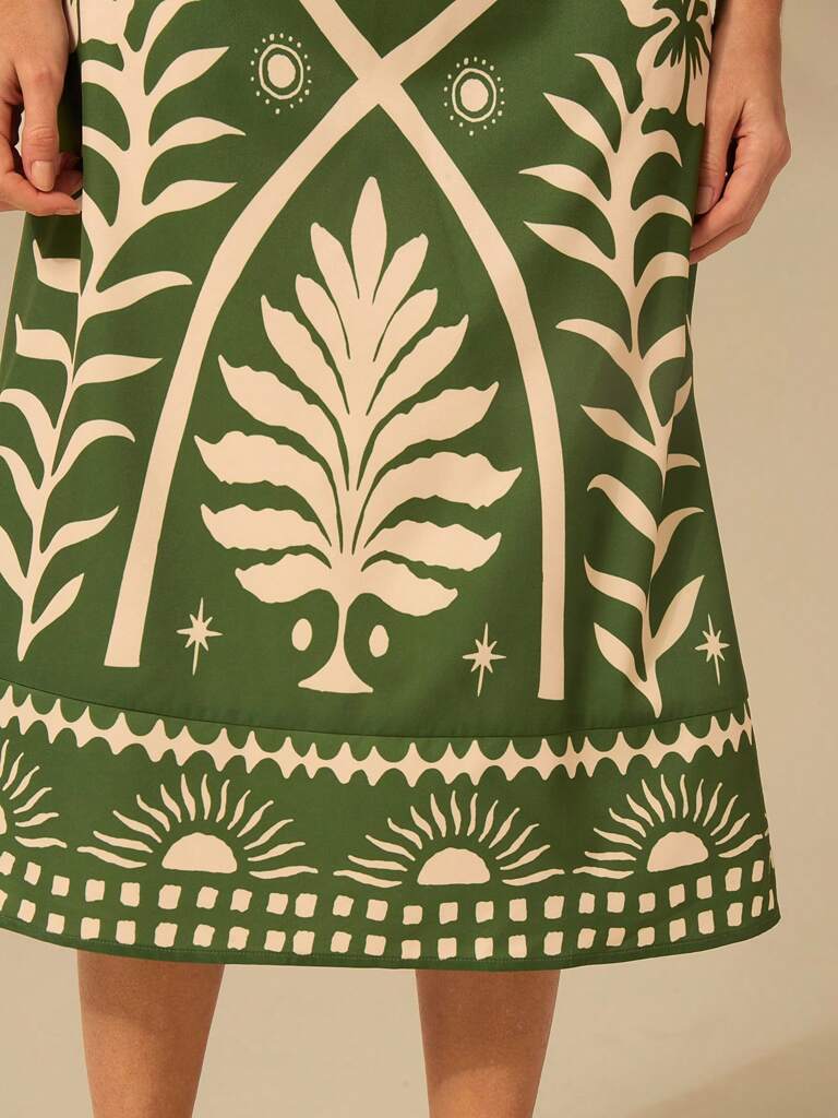 Vestido Curto Amalfi – Manga Bufante Verde Floral