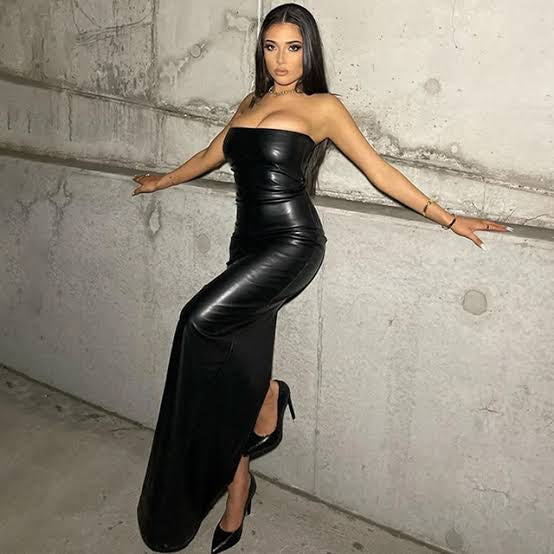 Vestido Sophia – Tubinho Longo em Couro Sintético