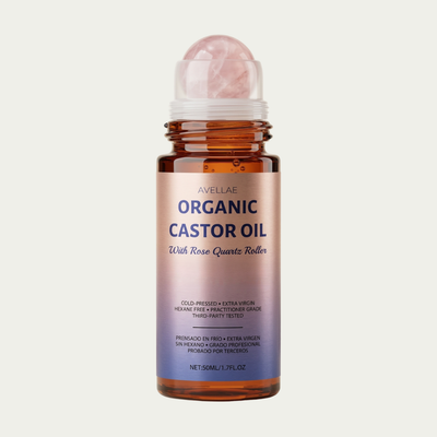 Cold Pressed Organic Castor Oil With Rose Quartz Roller