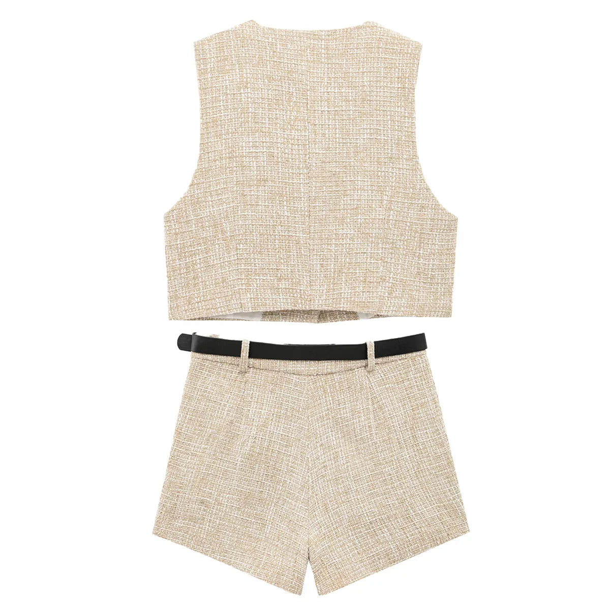 Conjunto Feminino Cáqui Claro – 2 Peças com Cinto