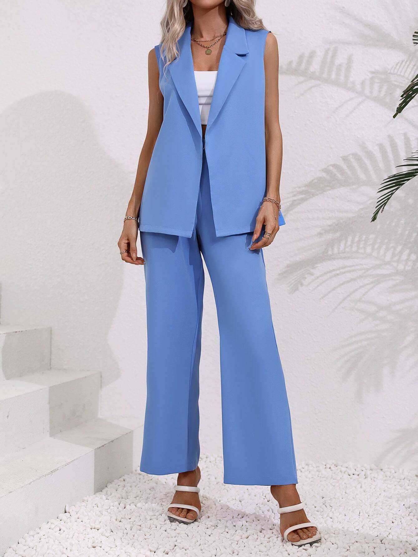 Conjunto Feminino Alfaiataria Azul – Sofisticação com Versatilidade