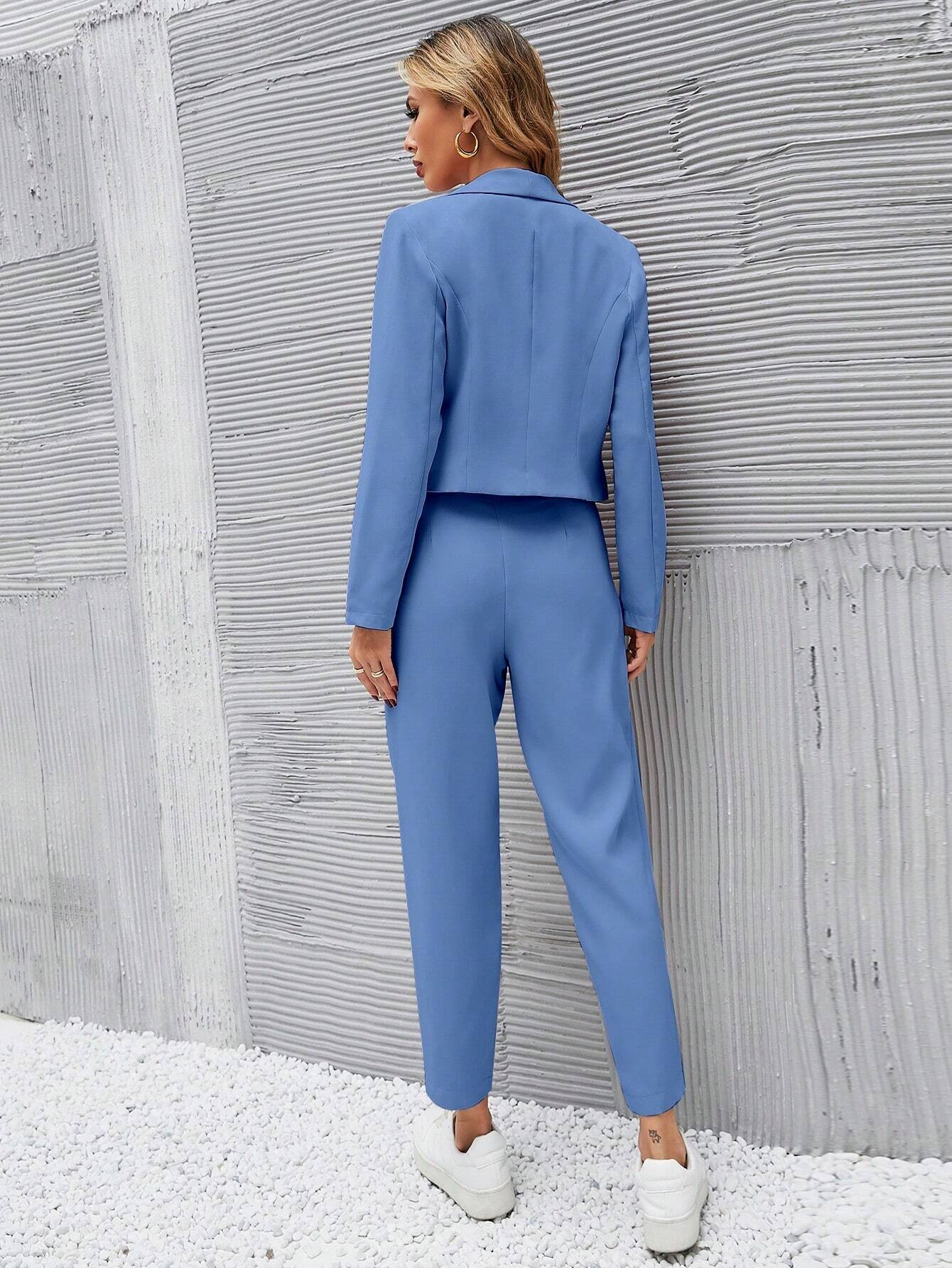 Conjunto Feminino Azul Alfaiataria – Elegância Atemporal