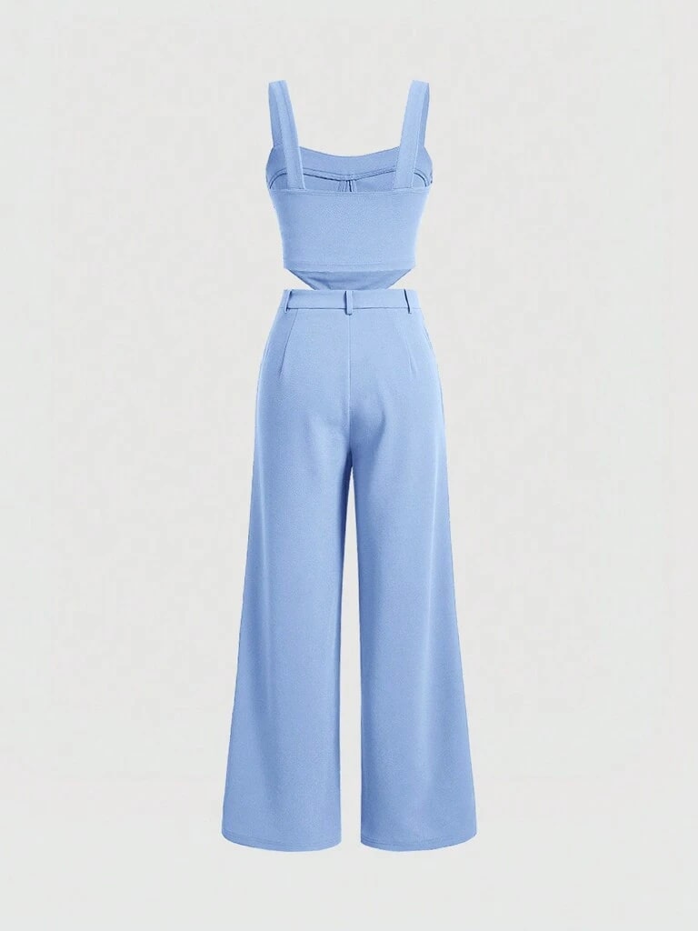 Conjunto Feminino Azul Bebê Krabi – Elegância com Toque Moderno