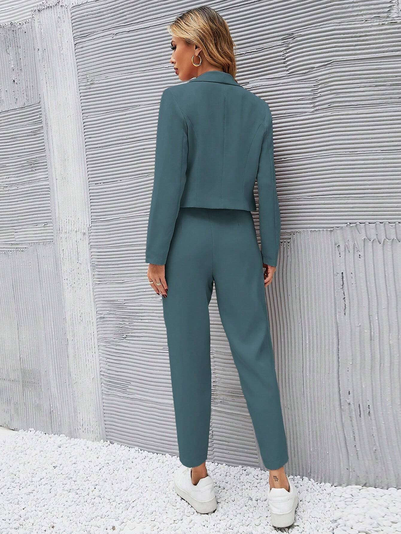 Conjunto Feminino Azul Cadete – Alfaiataria Elegante