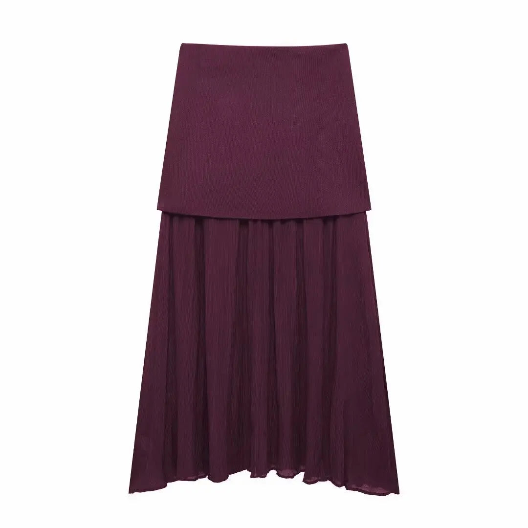 Conjunto Feminino Rute – Blusa Decote V & Saia Cintura Alta