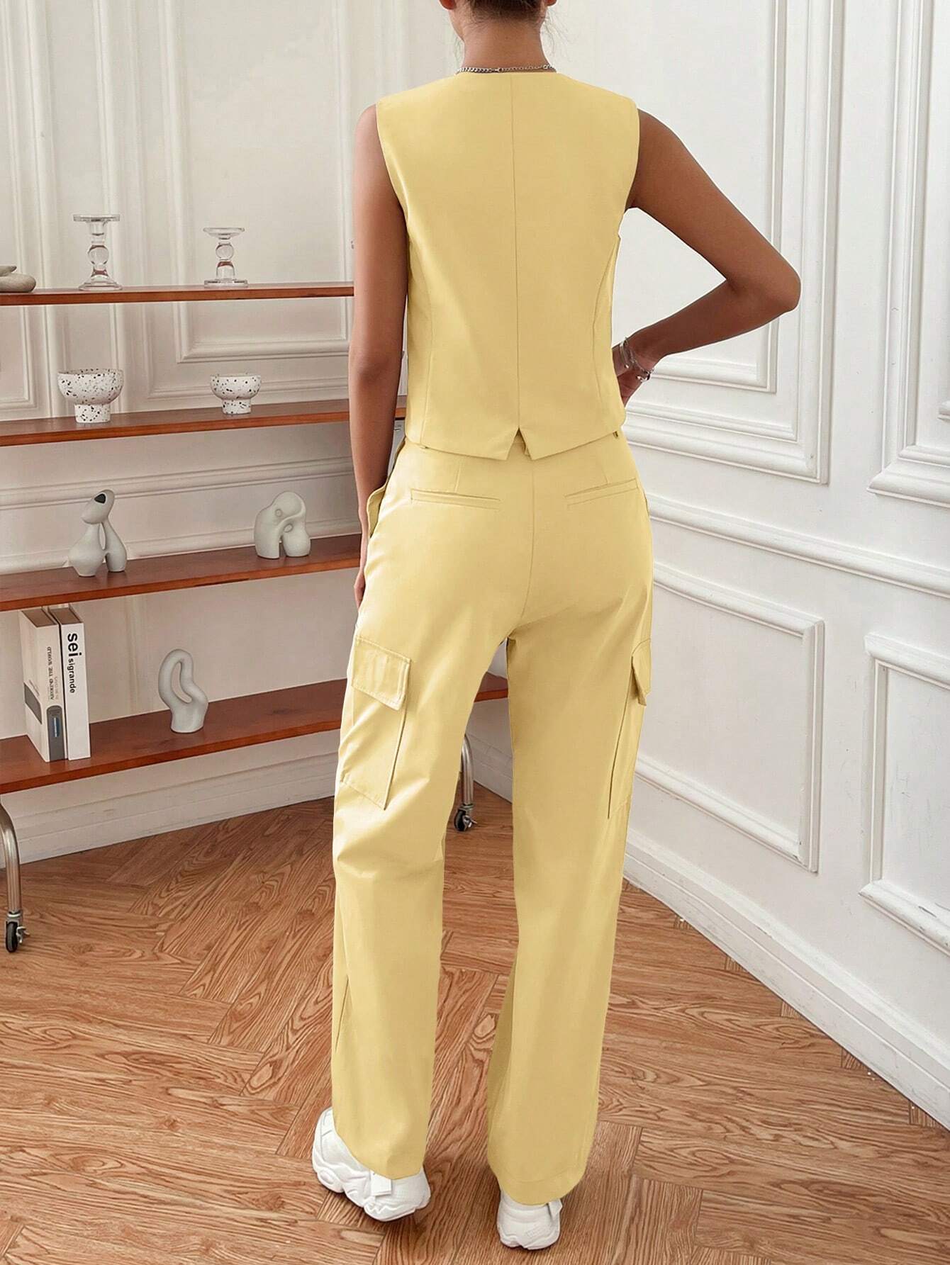 Conjunto Feminino Elegante Amarelo Lua – Sofisticação com energia