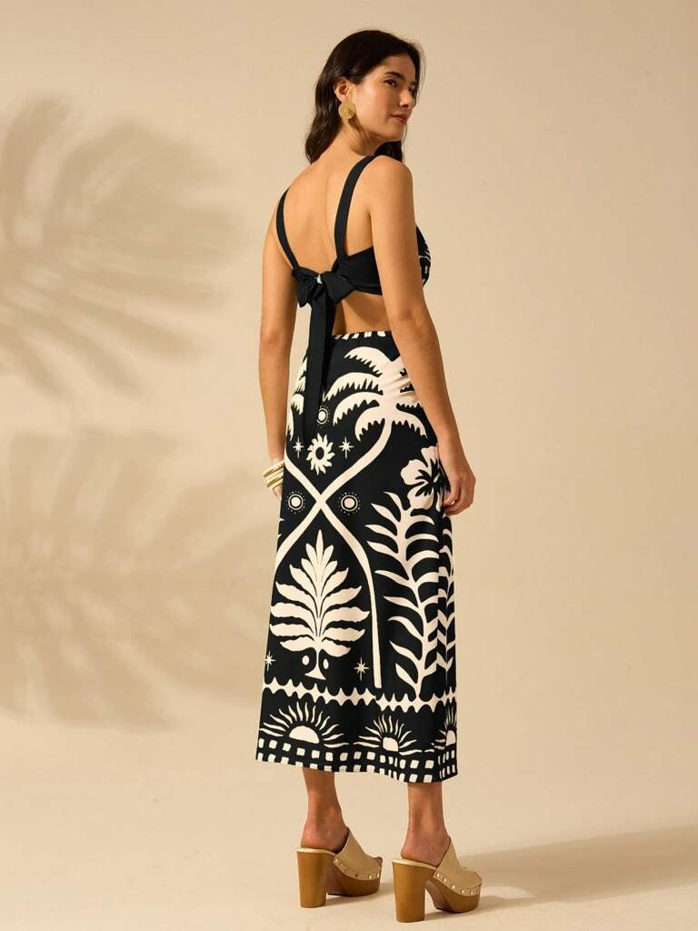 Conjunto Feminino Zurique – Estampa Tropical Preto