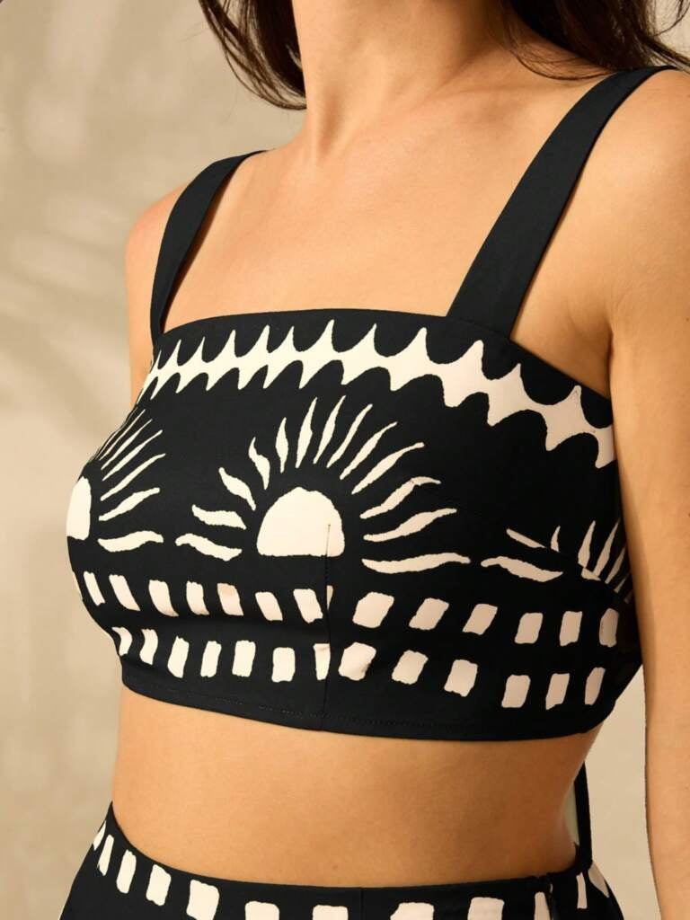 Conjunto Feminino Zurique – Estampa Tropical Preto