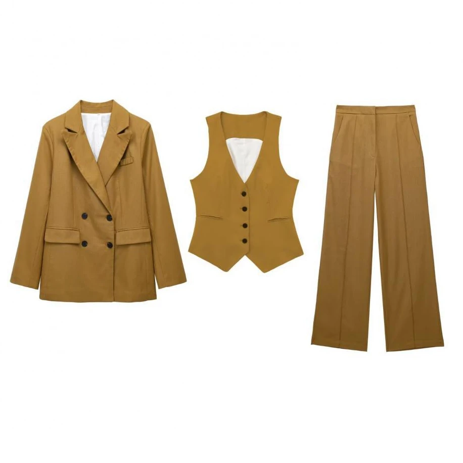 Conjunto Feminino Linho Bege – Calça &amp; Blusa