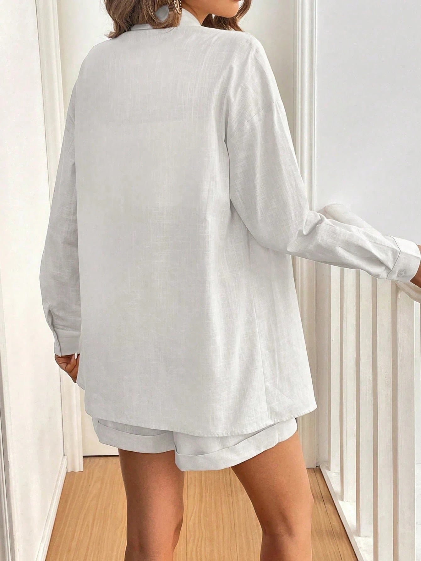 Conjunto Feminino Jasmine Branco – Short &amp; Blusa 100% Algodão