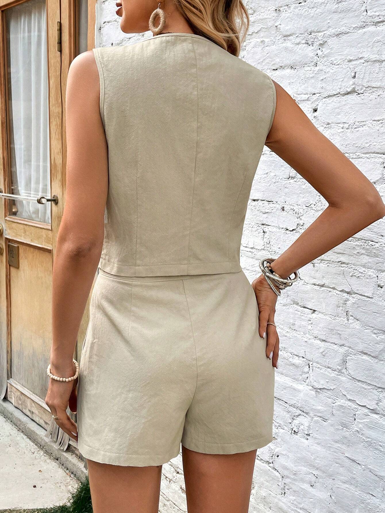 Conjunto Feminino Short &amp; Colete – Elegância Casual