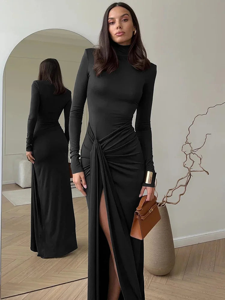 Vestido Longo Slim Elegance – Gola Alta
