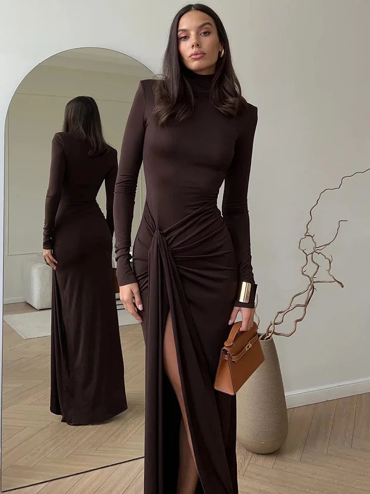 Vestido Longo Slim Elegance – Gola Alta