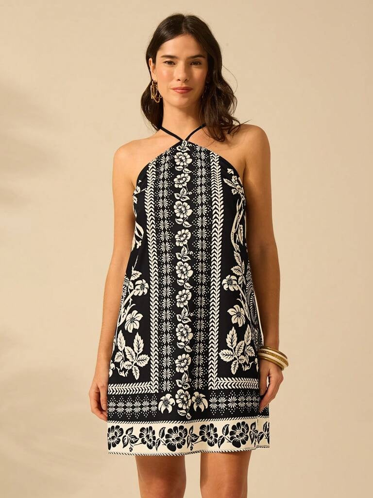 Vestido Curto Boho Bellagio – Estampa Floral &amp; Tribal