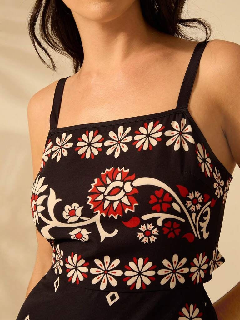 Vestido Curto Boho Ischia – Estampa Tribal &amp; Floral