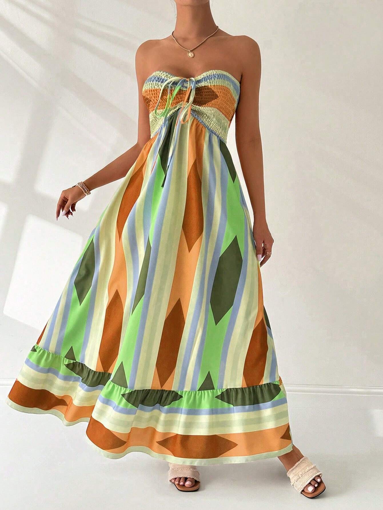 Vestido Longo Geométrico Âmbar