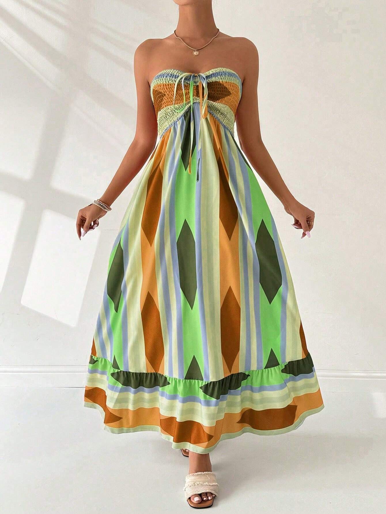 Vestido Longo Geométrico Âmbar
