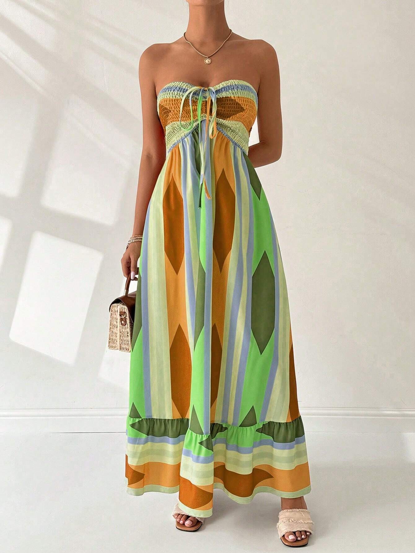 Vestido Longo Geométrico Âmbar