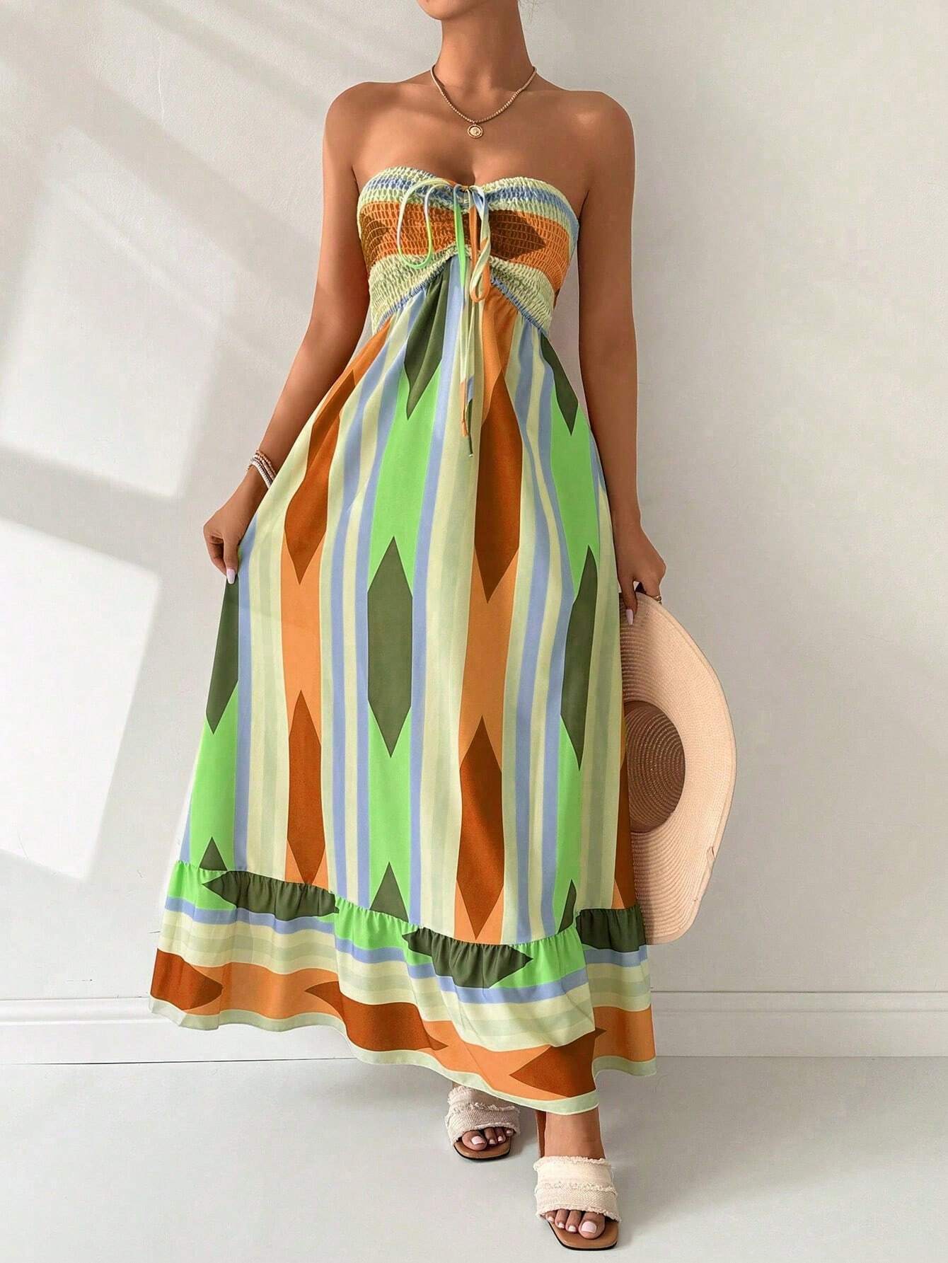 Vestido Longo Geométrico Âmbar