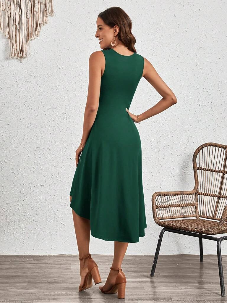 Vestido Verde Midi Eduarda – Elegância Sofisticada em Cada Detalhe
